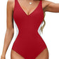 🏖️🏝️2025 Summer Hot Sale 50% OFF🏝️Illusion Waist-Cinching Deep V Color Block Swimsuit