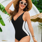 🏖️🏝️2025 Summer Hot Sale 50% OFF🏝️Illusion Waist-Cinching Deep V Color Block Swimsuit