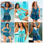 ✨Summer Hot Sale 🔥Women's V-Neck Lace Swimdress ＆ Boyshorts Two-Piece Set