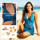 ✨Summer Hot Sale 🔥Women's V-Neck Lace Swimdress ＆ Boyshorts Two-Piece Set