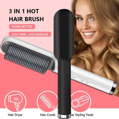 ✨Last Day Special Price £18.88!!💥Negative Ion Hair Straightener Styling Comb💇‍♀