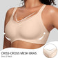 Women Wireless V Neck Crossover Mesh Bra