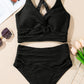 👙👙2025 New Type ~50% OFF 👙Textured Knot-Front High-Waisted Bikini Set