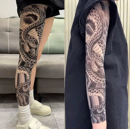 Ultra-clear Highly Elastic Seamless Tattoo Sleeve&Tattoo Stocking Set(2 Sheets)