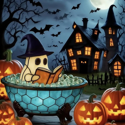 🎃👻Ghost Reading Book Lamp-Halloween Night Light with Glowing Ghost & Book Design