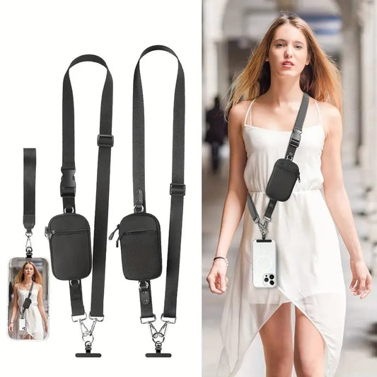 🔒 AH SecureCharge Crossbody | Anti-Snatch Lanyard + Mini Vault