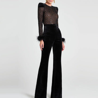 🔥2025 Hot Sale - 49% OFF💃Women’s Belted Flare Jumpsuit with Long Sleeves