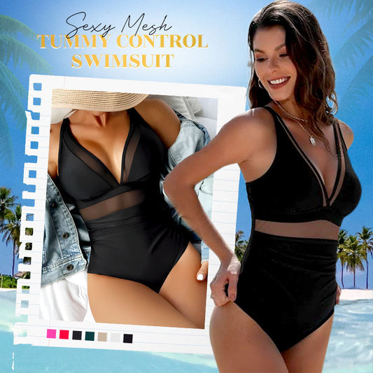 🏖️ Summer Sale 54% OFF🏝️Sexy Mesh Tummy Control Swimsuit