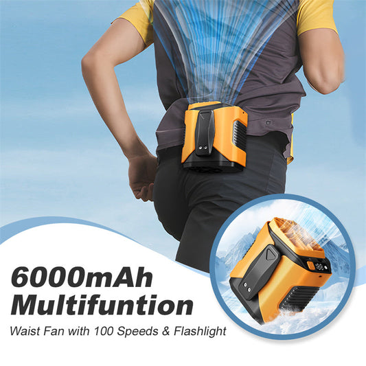 🎁Summer Hot Sale 49% OFF🔥6000mAh Multifuntion Waist Fan with 100 Speeds & Flashlight