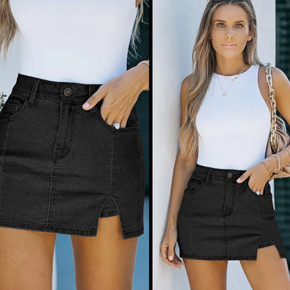 🔥Last Day Special Price £19.99!!✨ Effortlessly rejuvenated girly 💕Women's High Waisted Slit Denim Short Skirts