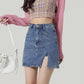 🔥Last Day Special Price £19.99!!✨ Effortlessly rejuvenated girly 💕Women's High Waisted Slit Denim Short Skirts