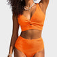 👙👙2025 New Type ~50% OFF 👙Textured Knot-Front High-Waisted Bikini Set
