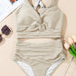 👙👙2025 New Type ~50% OFF 👙Textured Knot-Front High-Waisted Bikini Set