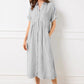 Women's V-Neck Lapel Striped Long Shirt Dress