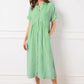 Women's V-Neck Lapel Striped Long Shirt Dress