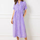 Women's V-Neck Lapel Striped Long Shirt Dress