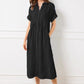 Women's V-Neck Lapel Striped Long Shirt Dress