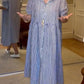 Women's V-Neck Lapel Striped Long Shirt Dress