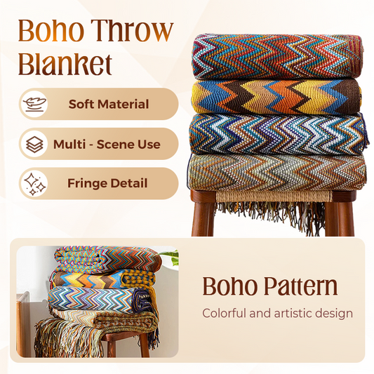 Boho Stripe Tassel Throw Blanket