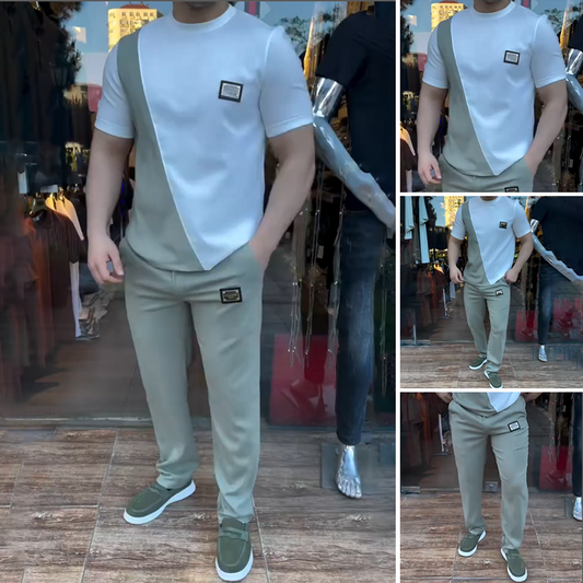 Men's Casual Crew Neck Top and Pants Set