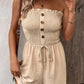 💜LAST DAY PROMOTION - 33%OFF💜Women's Strapless Frill Trim Shirred Tie Front Wide Leg Tube Romper🎈💃