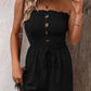 💜LAST DAY PROMOTION - 33%OFF💜Women's Strapless Frill Trim Shirred Tie Front Wide Leg Tube Romper🎈💃