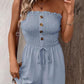 💜LAST DAY PROMOTION - 33%OFF💜Women's Strapless Frill Trim Shirred Tie Front Wide Leg Tube Romper🎈💃